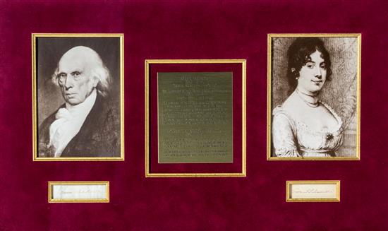 Appraisal: Sale Lot PRESIDENTS MADISON JAMES AND DOLLEY MADISON Signature as