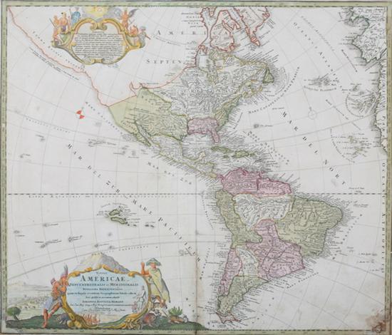 Appraisal: MAP OF THE AMERICAS by Johann Baptiste Homann Nuremberg circa