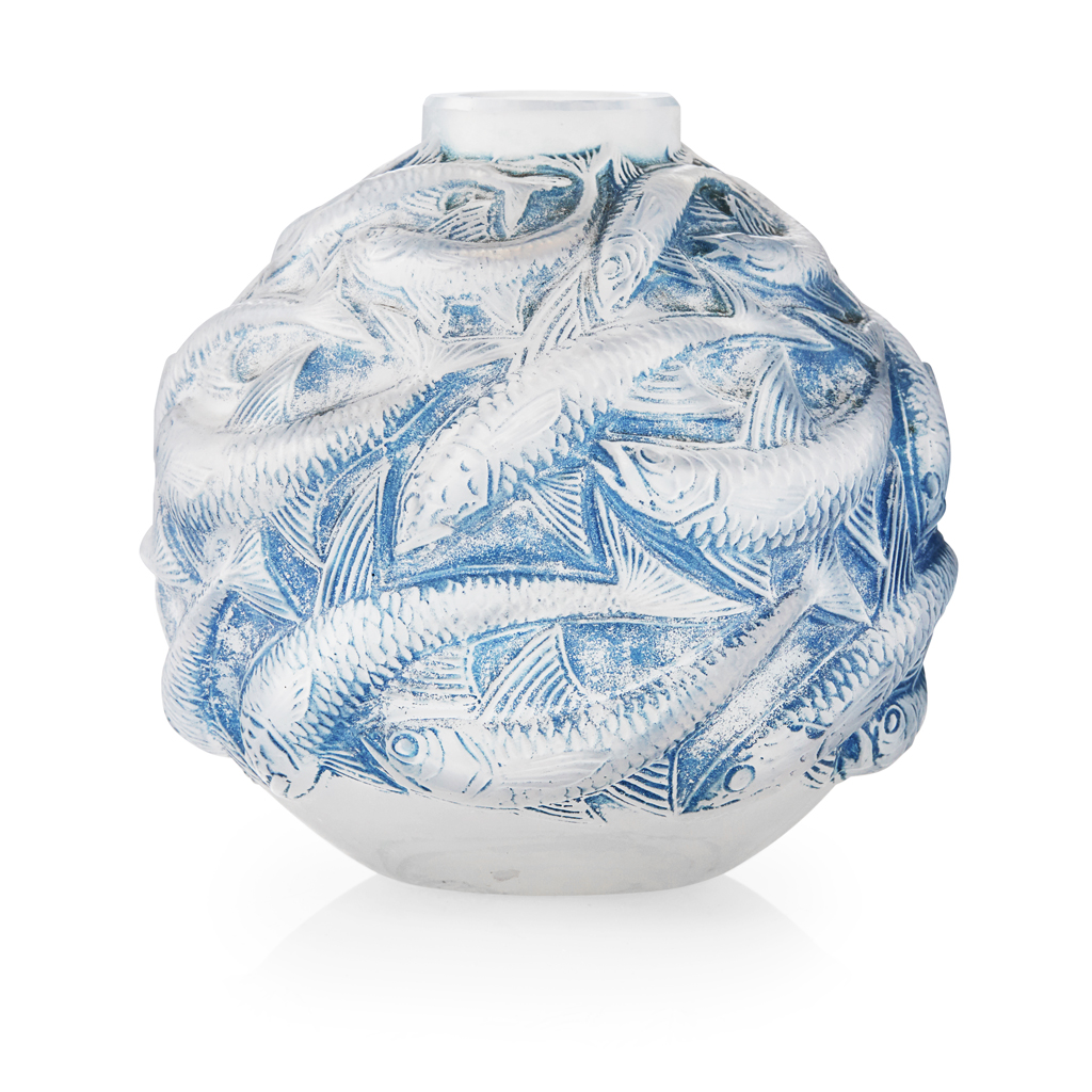 Appraisal: REN LALIQUE - 'OLERON' FROSTED AND OPALESCENT GLASS VASE INTRODUCED