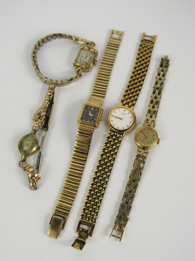 Appraisal: Lady's gold plated wristwatches comprising Kered Rotary Seiko another and