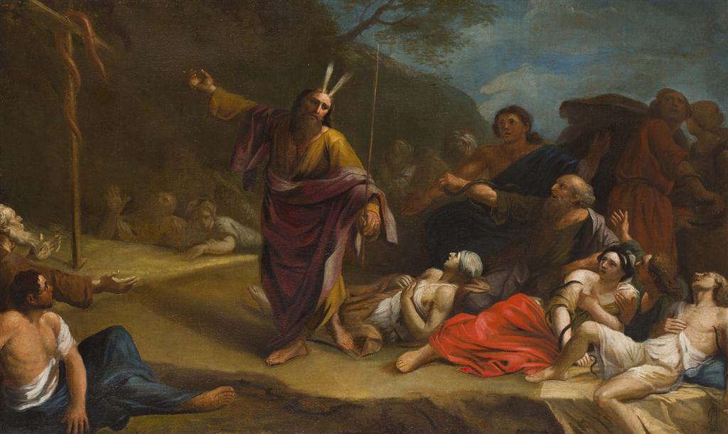 Appraisal: TH CENTURY ITALIAN SCHOOL MOSES TURNING AARON'S STAFF INTO A