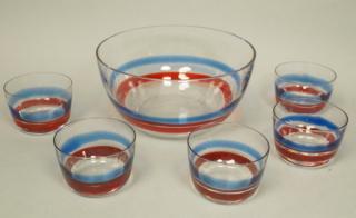 Appraisal: pc Modernist Art Glass Bowl Set Large serving b pc