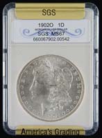 Appraisal: ONE GRADED CASED MORGAN SILVER DOLLAR Graded by SGS -O