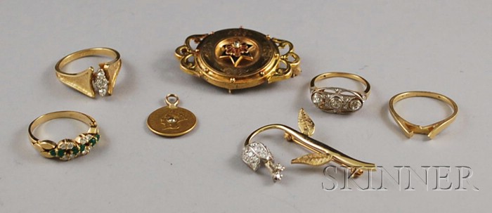 Appraisal: Small Group of Gold and Diamond Jewelry a kt gold