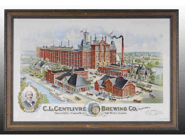 Appraisal: Centlivre Brewing Co Paper Poster Description Framed under glass Fort