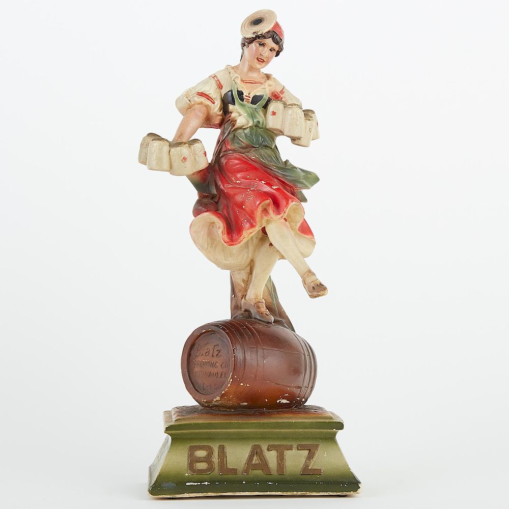 Appraisal: Blatz Beer Valerie Girl Statue Chalkware Blatz Beer Chalkware Valerie