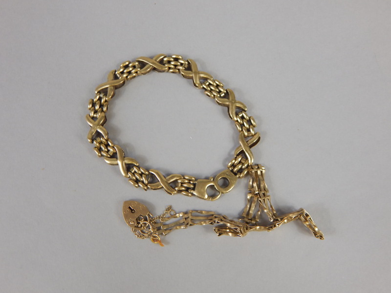 Appraisal: Two ct gold bracelets AF g all in