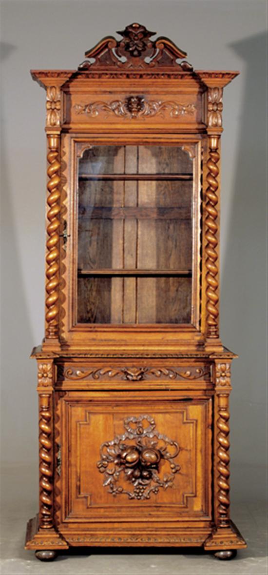 Appraisal: English carved oak display cabinet third quarter th centurystepped cabinet