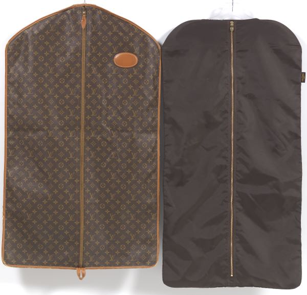 Appraisal: PAIR OF LOUIS VUITTON GARMENT BAGS x One is brown