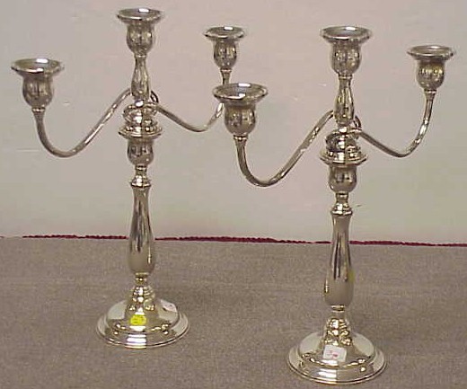 Appraisal: International Sterling Lord Saybrook pair of three light candelabra weighted