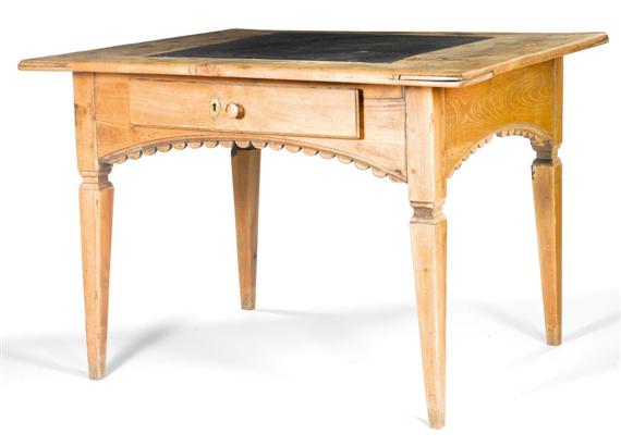 Appraisal: SLATE-TOP TABLE Louis XVI Switzerland Cherry with inset slate top