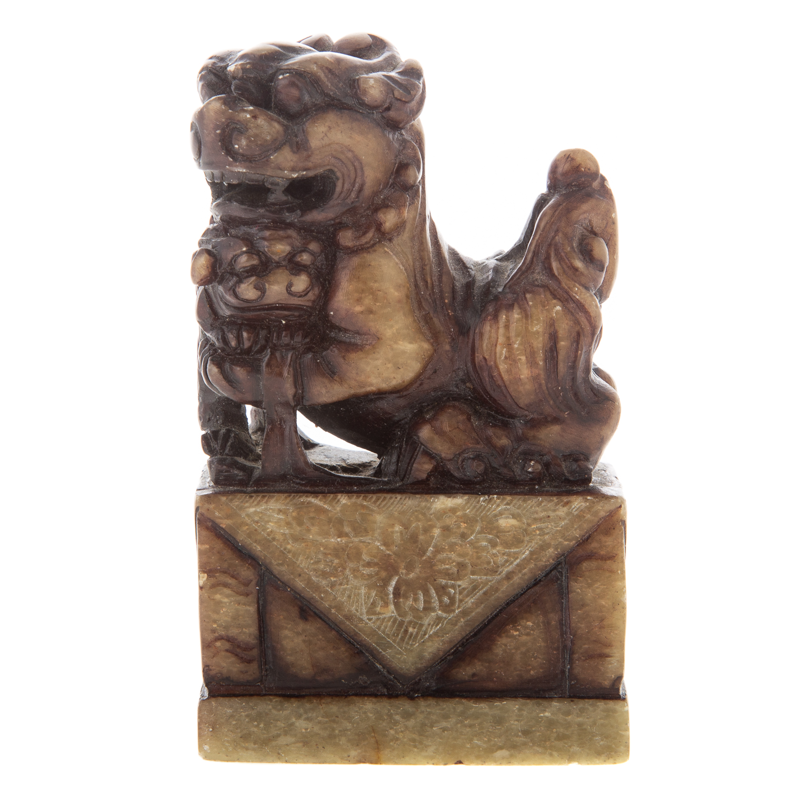 Appraisal: CHINESE CARVED JADE FOO DOG CHOP SEAL Well carved figure