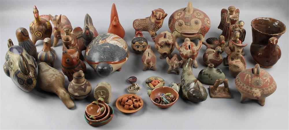 Appraisal: LARGE COLLECTION OF MEXICAN CERAMIC ANIMALS AND OTHER FIGURES including