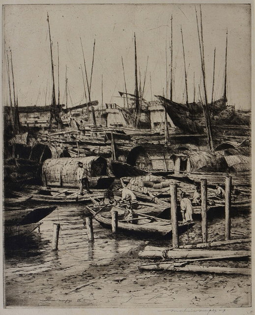 Appraisal: MORTIMER M MENPES - Shanghai Freight Boats signed in pencil