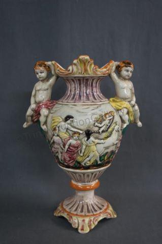 Appraisal: Italian Capodimonte Porcelain Cherub Vase Produced between 's- 's with