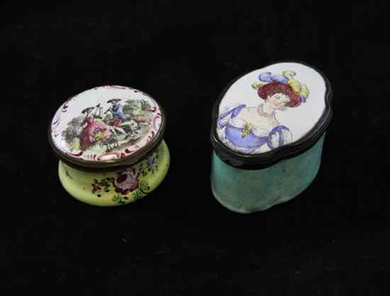 Appraisal: A late th century South Staffordshire enamelled pill box decorated