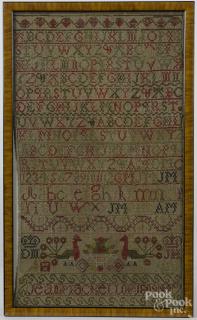 Appraisal: Silk on linen sampler dated wrought by Jean Mackellop ''