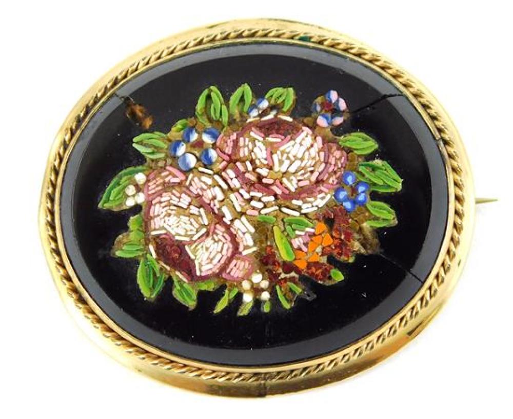 Appraisal: JEWELRY K Micromosaic Pin of Floral Bouquet contained in oval