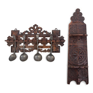 Appraisal: Two Carved Spoon Racks th Century and Later one example