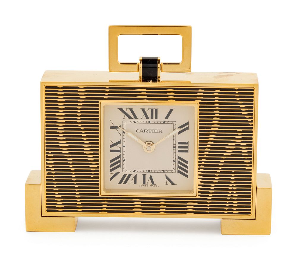 Appraisal: A Cartier Art Deco Style Travel Clock A Cartier Art