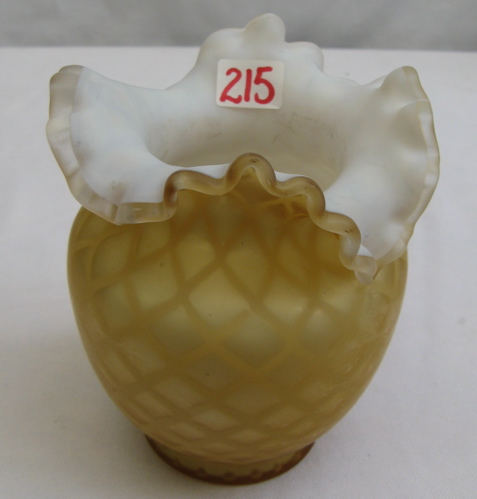 Appraisal: AMERICAN QUILTED SATIN GLASS VASE frosted amber color with diamond