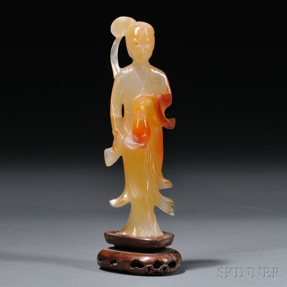 Appraisal: Agate Carving of Guanyin China th century the stone ranging