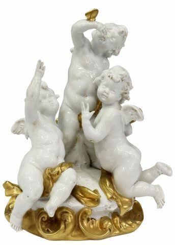 Appraisal: Italian blanc de chine porcelain figure group Capodimonte three winged