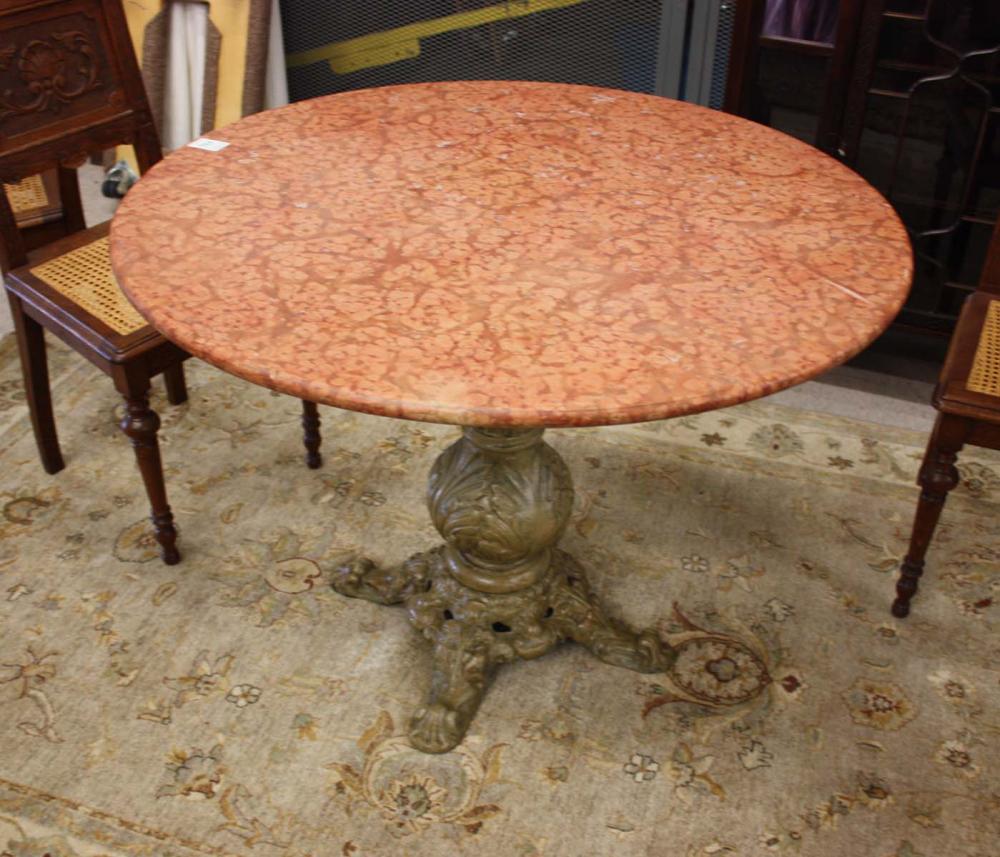 Appraisal: VICTORIAN ROUND MARBLE-TOP CAFE TABLE Continental early th century having