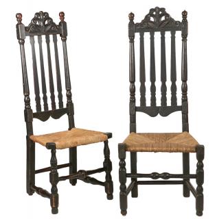 Appraisal: PAIR OF CHAIRS New England th c Banister Back Side