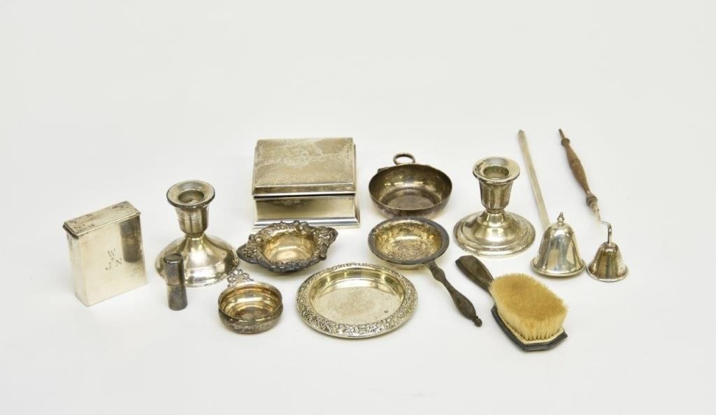 Appraisal: Sterling silver some weighted tableware to include a box with