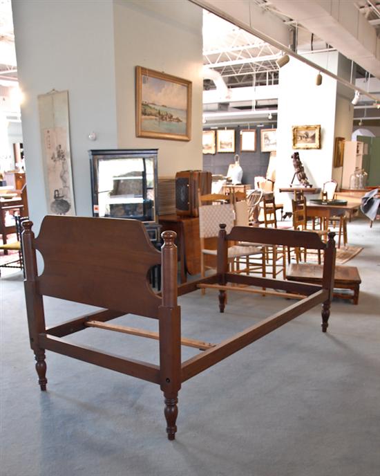 Appraisal: A Virginia Craftsmen Mahogany Single Bed with brand marks shaped