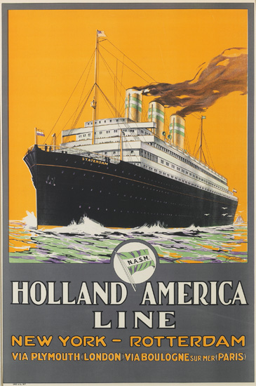 Appraisal: A GRONHOLDT DATES UNKNOWN HOLLAND AMERICA LINE NEW YORK-ROTTERDAM Circa