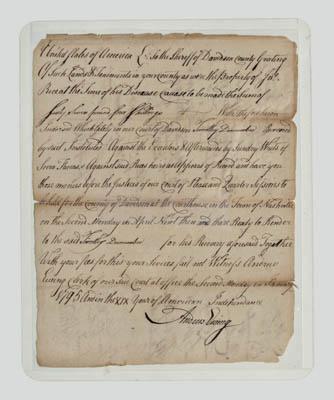 Appraisal: Two early Tennessee documents manuscript boldly signed quot Andrew Ewing