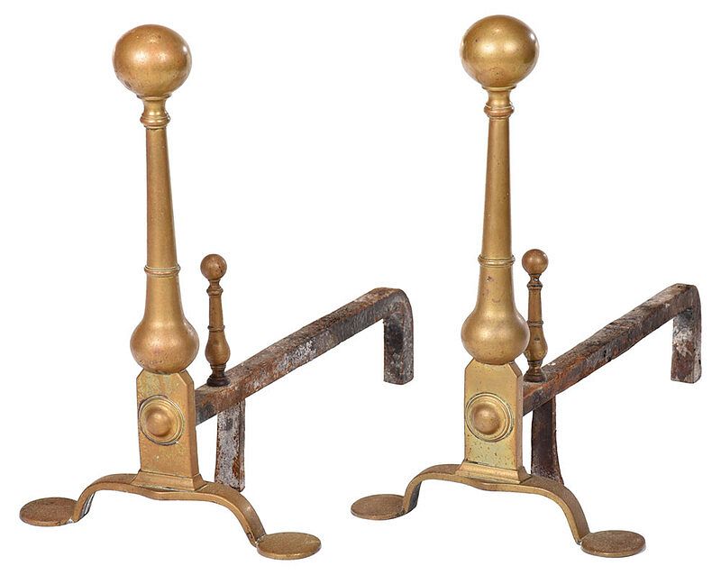 Appraisal: Pair of Queen Anne Andirons British th century each with