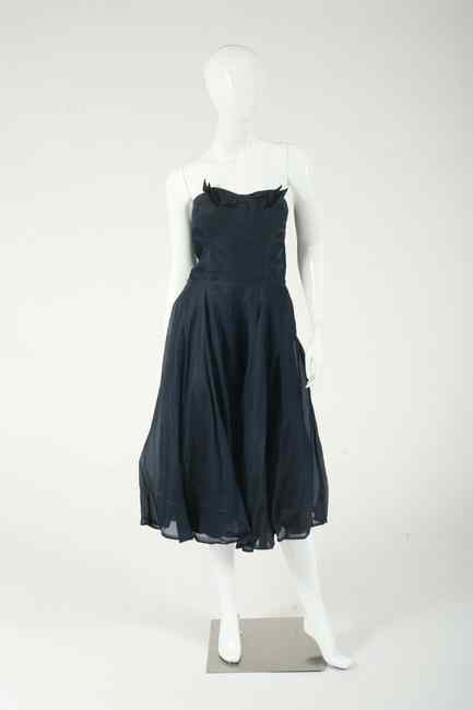 Appraisal: VINTAGE FILCOL NAVY ORGANZA COCKTAIL DRESS s Bergdorf Goodman On