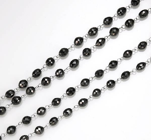 Appraisal: A black diamond bead necklace estimated total diamond weight carats