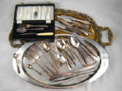 Appraisal: A quantity of silver plate flatware and two trays together