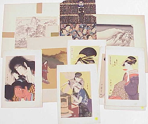 Appraisal: Japanese art including a woodblock print with various warriors as