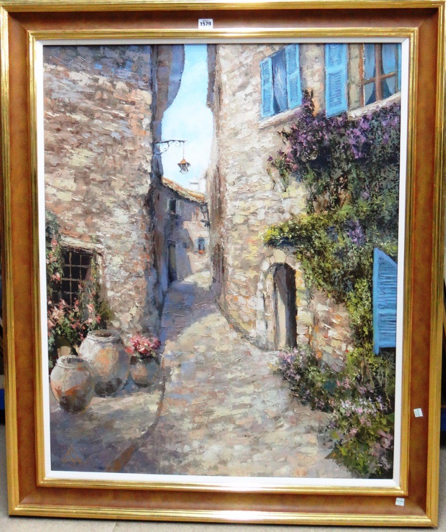 Appraisal: Pyma Daypoba late th century Street scene Provence oil on