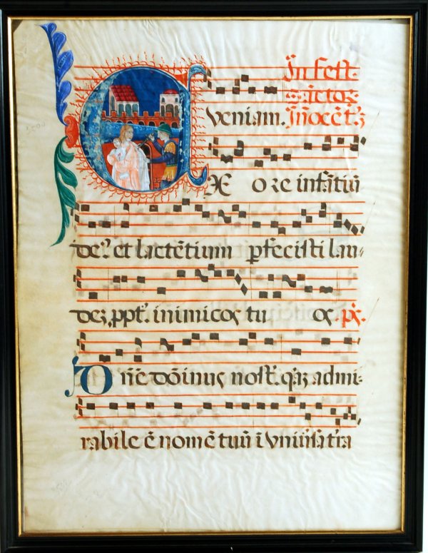 Appraisal: Illuminated manuscript th century a page of music on vellum