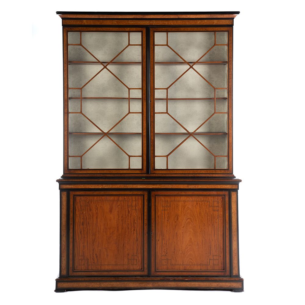 Appraisal: Biedermeier Mixed Wood Breakfront Second half- th century upper case