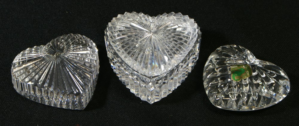 Appraisal: Waterford Crystal hearts box x paperweight x with original box