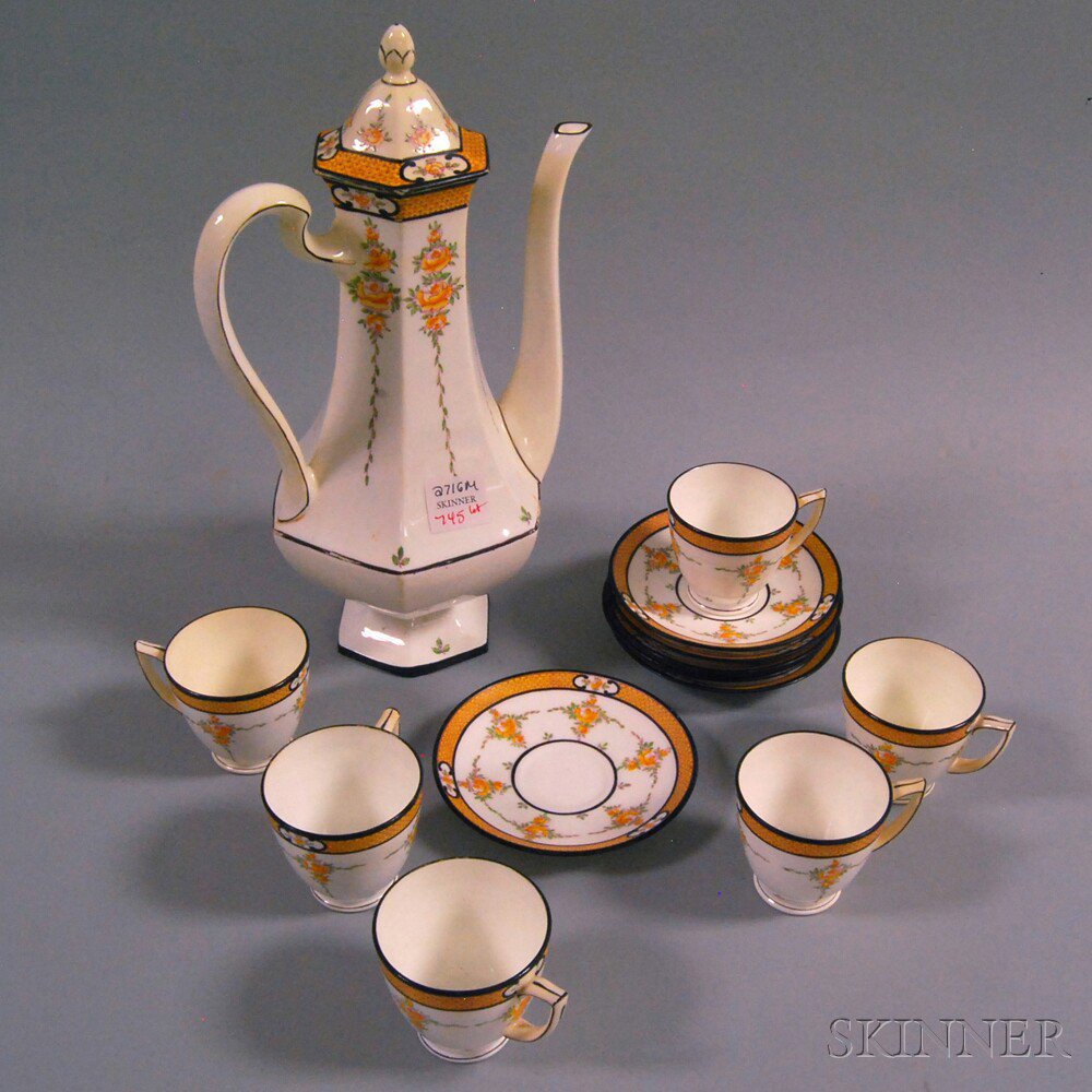 Appraisal: Mintons Floral-enameled Coffee Set six cups six saucers and a