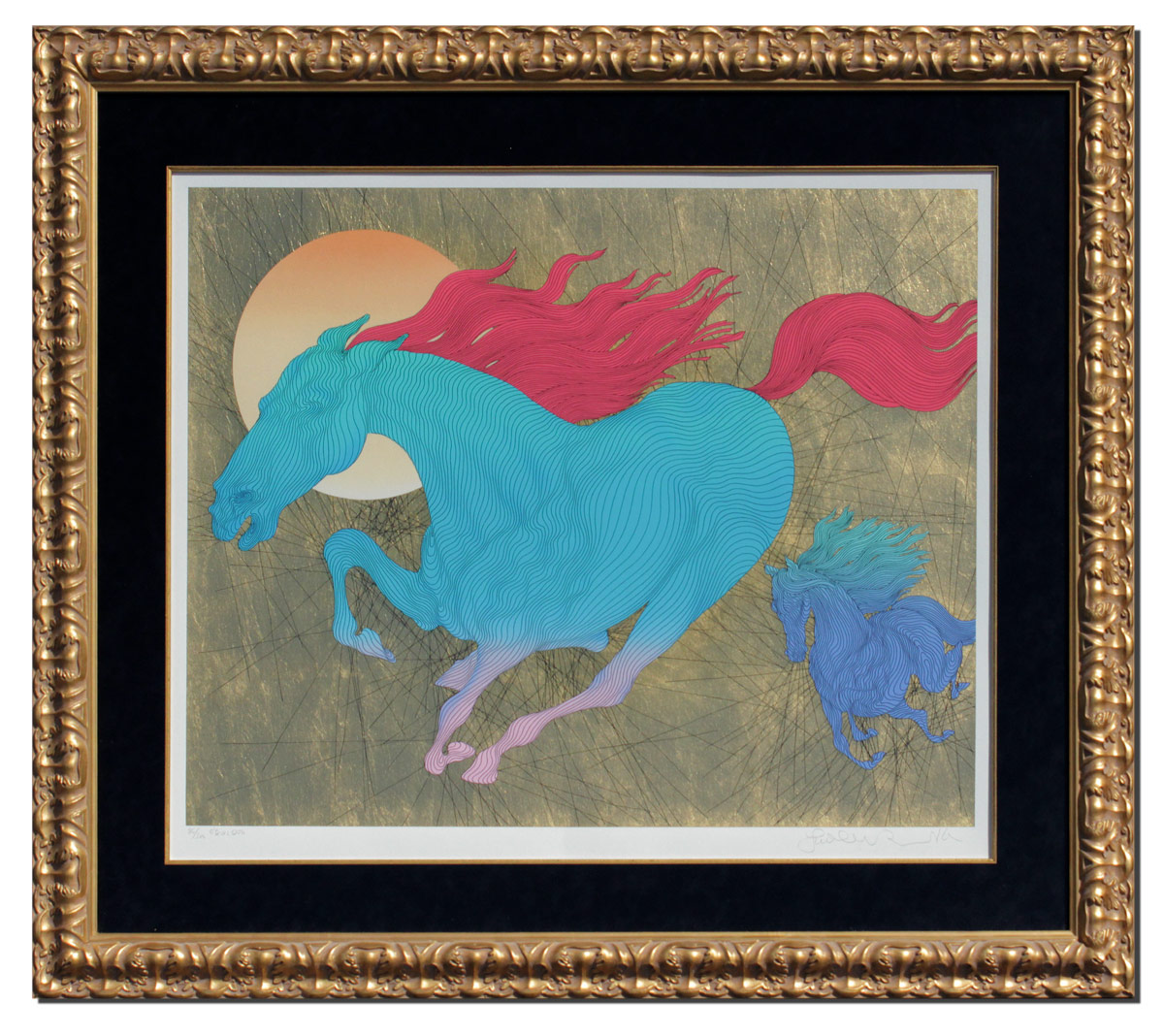 Appraisal: AZOULAY Guillaume Moroccan - ''Equus'' Gold Leaf Serigraph Sight size