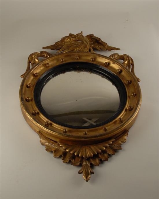 Appraisal: A Federal Gilt Convex Mirror with Eagle Pediment c -