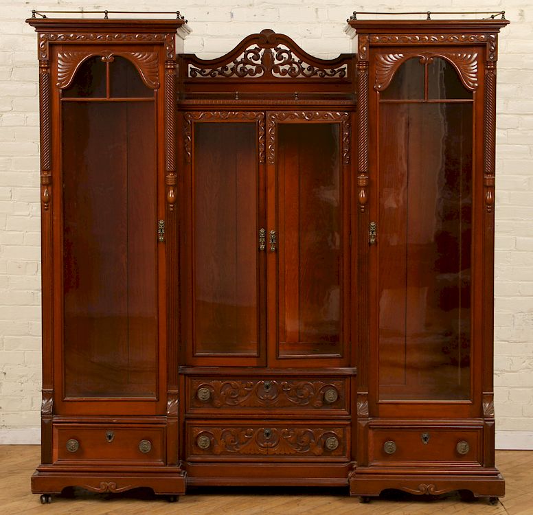 Appraisal: LATE TH C AMERICAN MAHOGANY CARVED BOOKCASE A late nineteenth