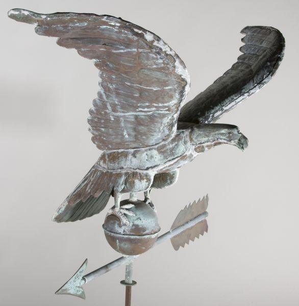 Appraisal: Antique Cast Copper Eagle Weathervane ca full-bodied spread wing eagle