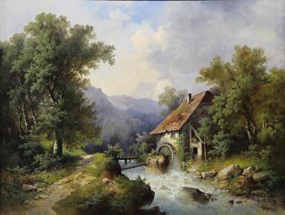 Appraisal: Painting Hermann Herzog Hermann Herzog American German - Mountain Stream