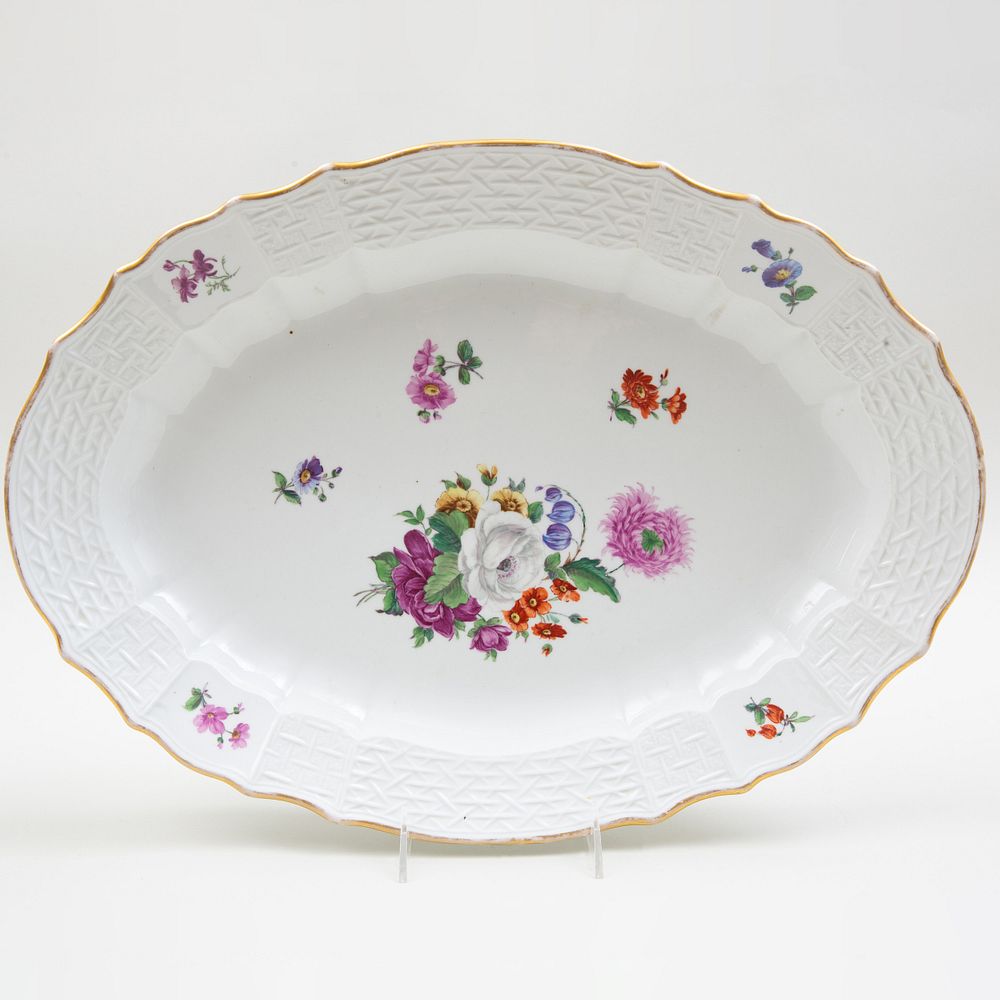 Appraisal: Large German Porcelain Platter Decorated with Flower Sprays Probably Helena