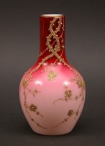 Appraisal: Webb Peachblow Vase Gold decorated with flowering blossoms on a